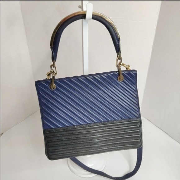 MaxMara Blue Black Crossbody Bag Purse - Picture 3 of 10